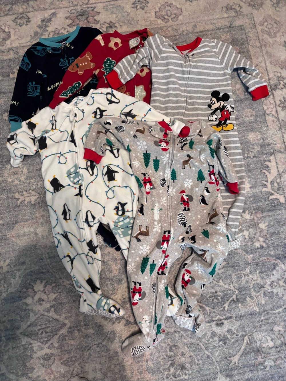 LOT carters one piece fleece sleepers 18 months - FIVE sleepers
